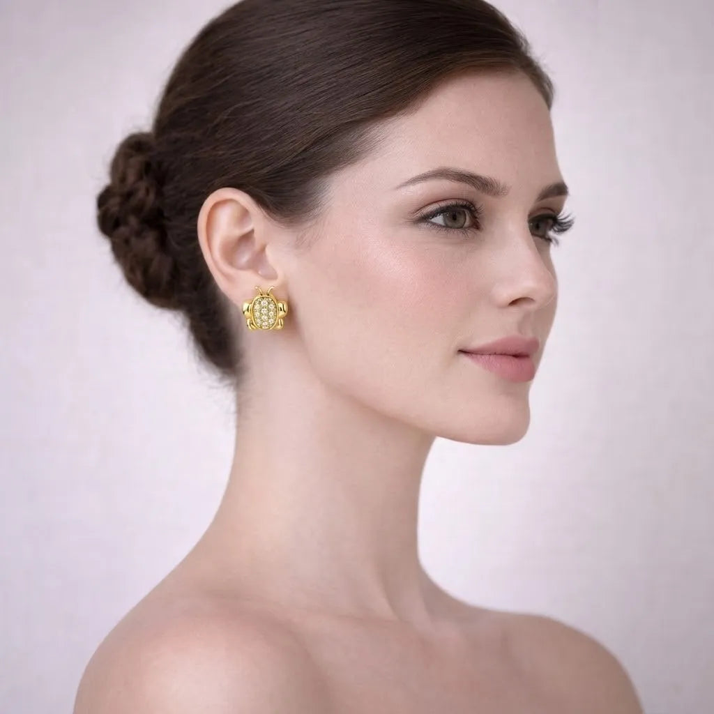 Ladybug Diamond Gold Earrings