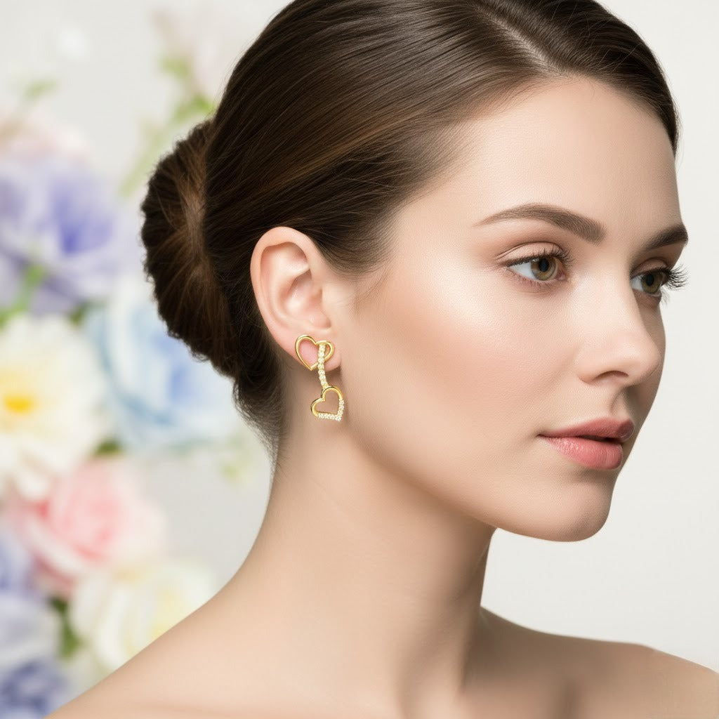 Heart Drop Diamond Earrings