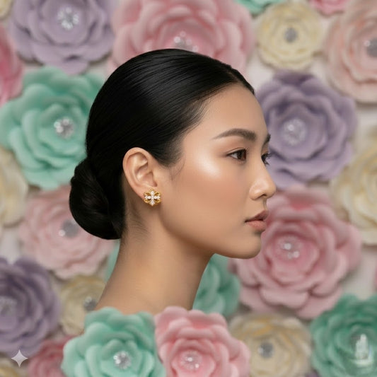 Ornate Quatrefoil Floral Earring