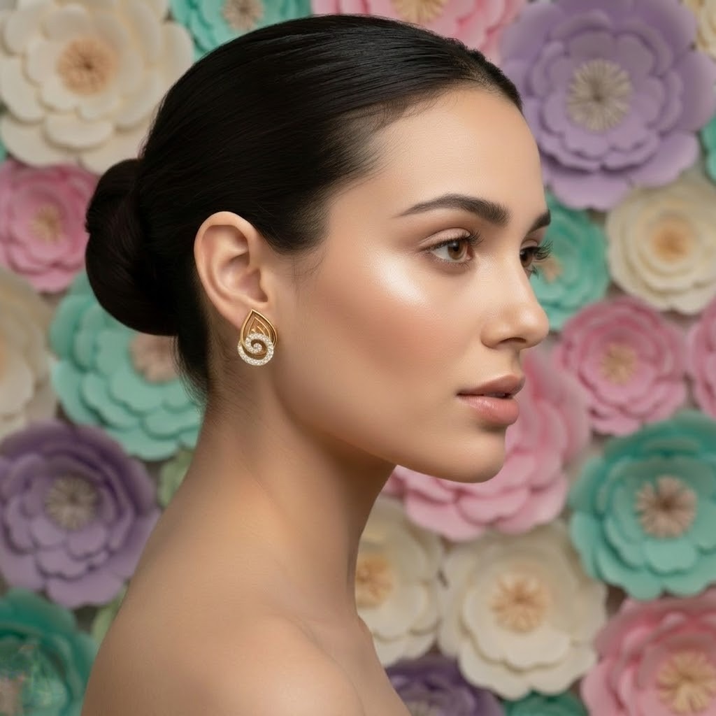 Gold Swirl Diamond Earring