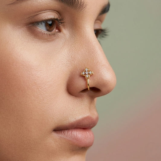 Petite Floral Diamond Nose Pin