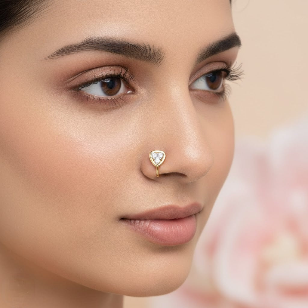 Trinity Spark Design Diamond Gold Nose Pin