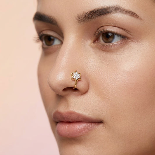Floral Star Diamond Nose Pin
