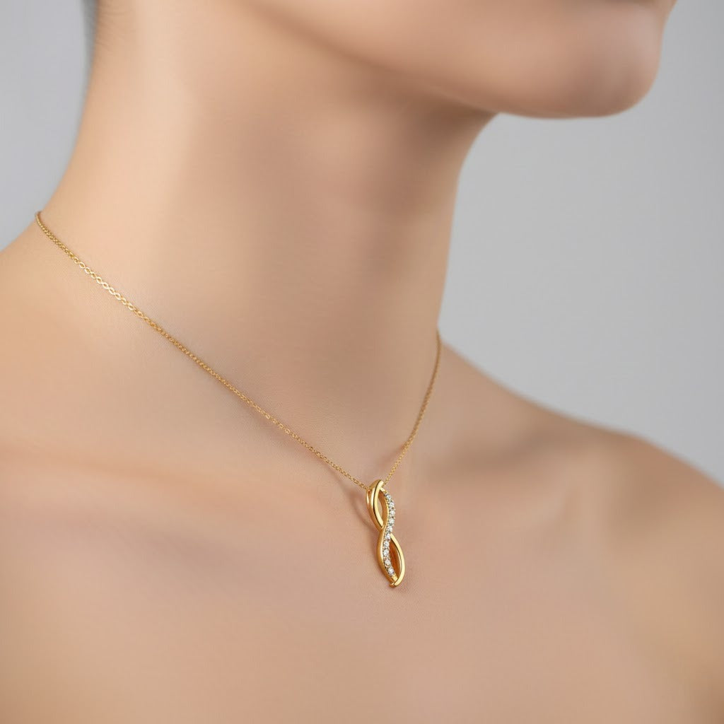 Infinity Curve Diamond Gold Pendant