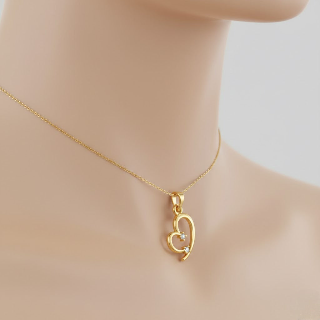 Tender Dual Heart Diamond Gold Pendant