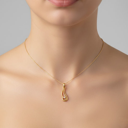 Graceful Curve 9K Diamond Gold Pendant