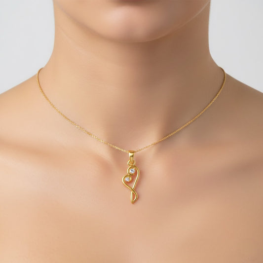 Romantic Swirl Heart Diamond Gold Pendant