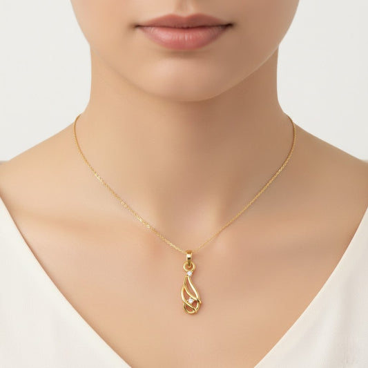 Woven Breeze Diamond Gold Pendant