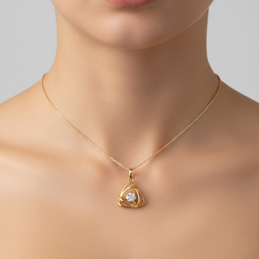 Modern Geometric Loop Diamond Gold Pendant