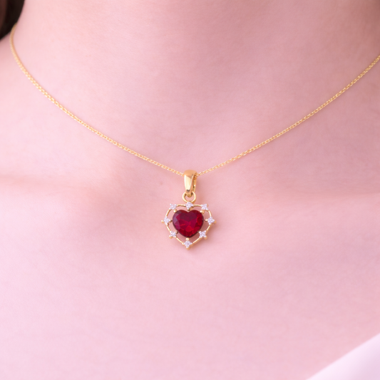 Pink Promise Heart Gemstone Diamond Pendant