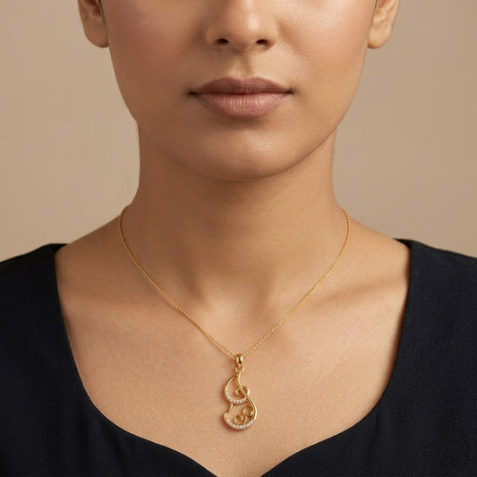 Elegant Gold Musical Swirl Diamond Pendant