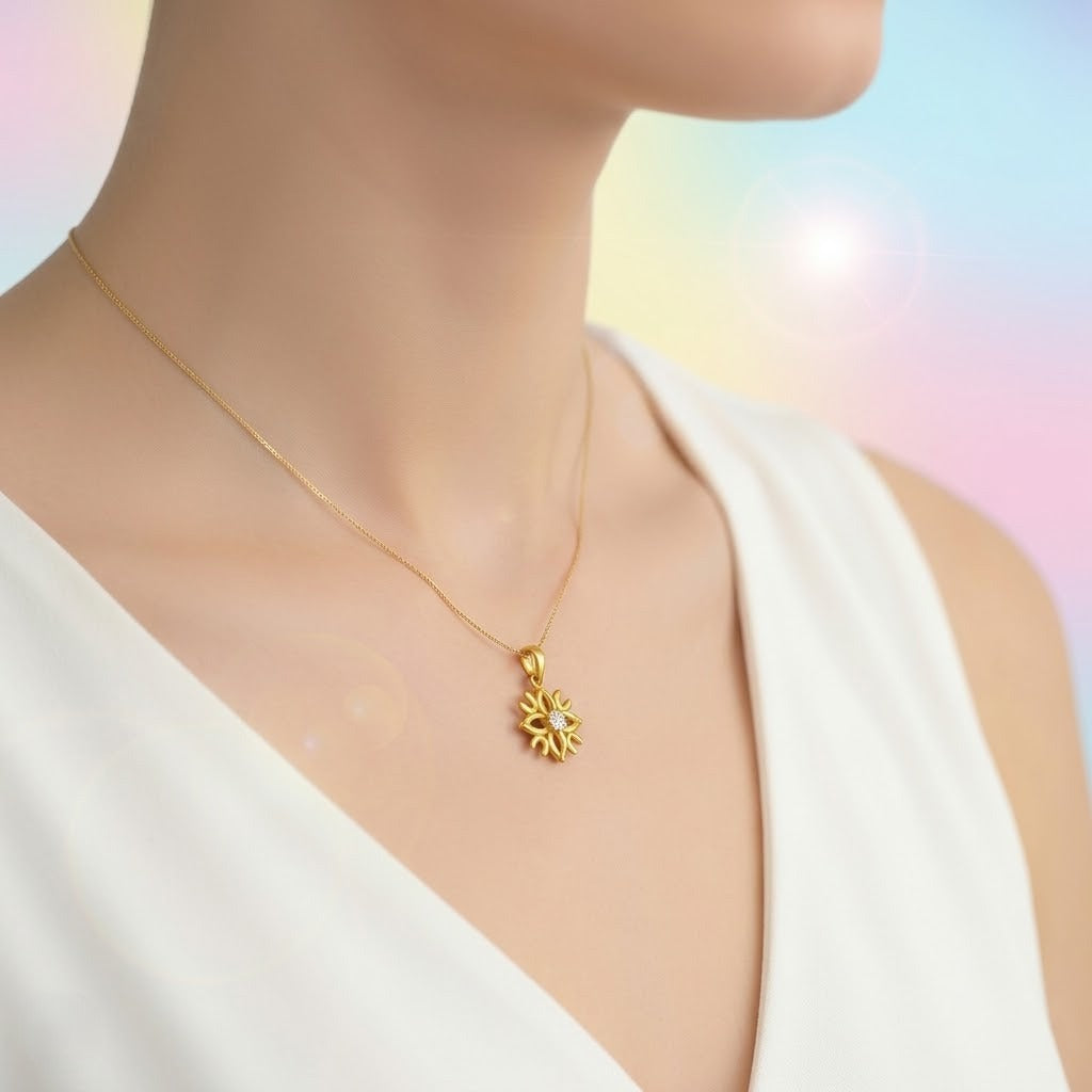 Radiant Floral Harmony Pendant Diamond Gold Pendant