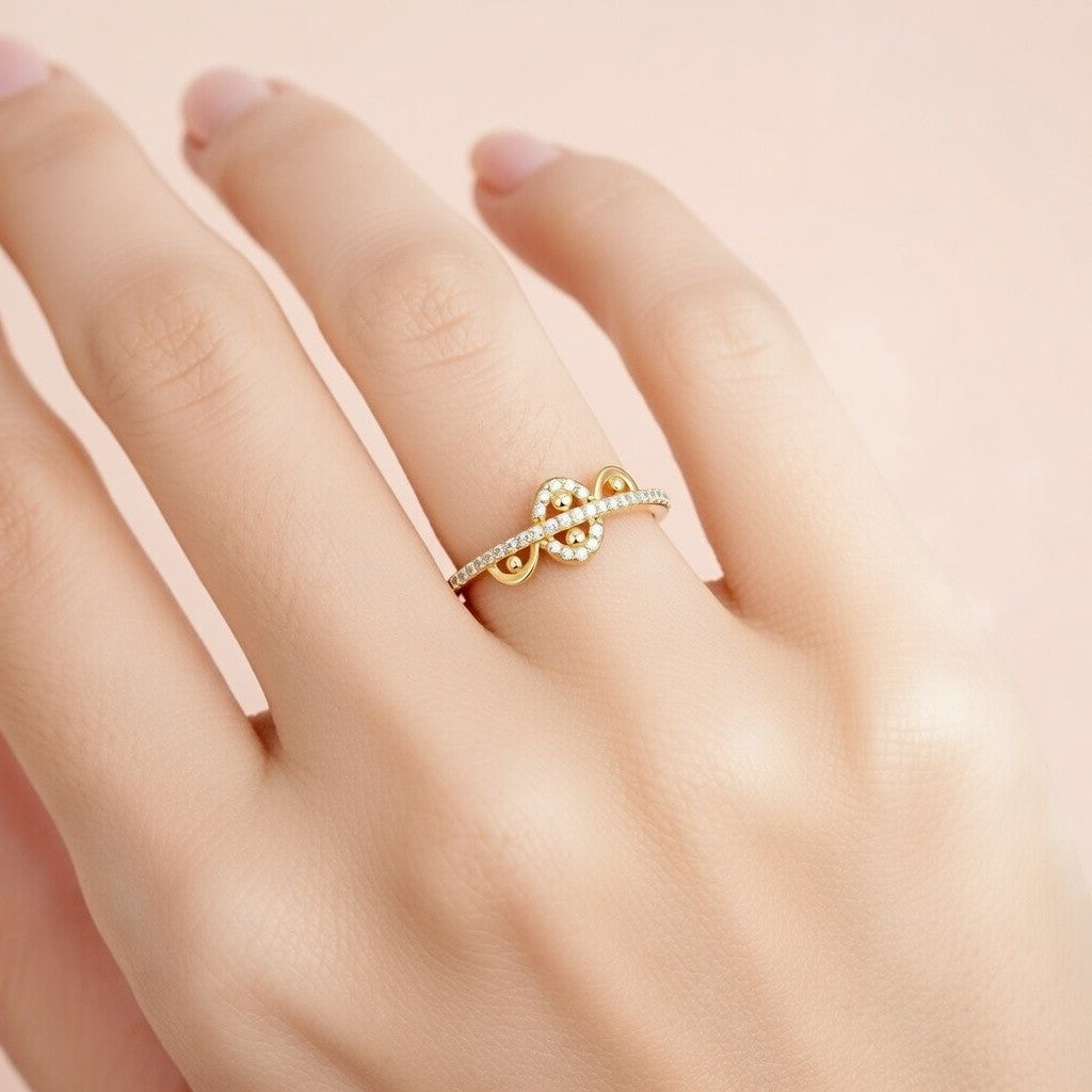 Infinity Twist Sparkle Design Diamond Gold Ring