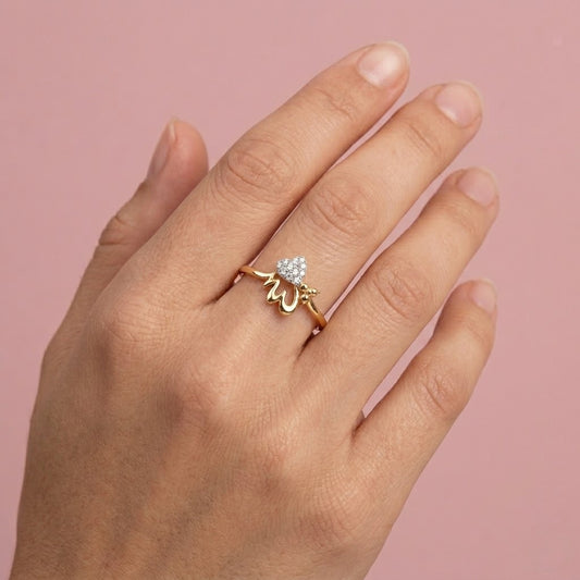 Heart Drip Bloom Diamond Gold Ring