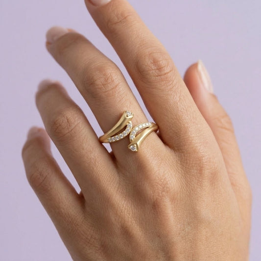 Twin Curve Diamond Gold Ring