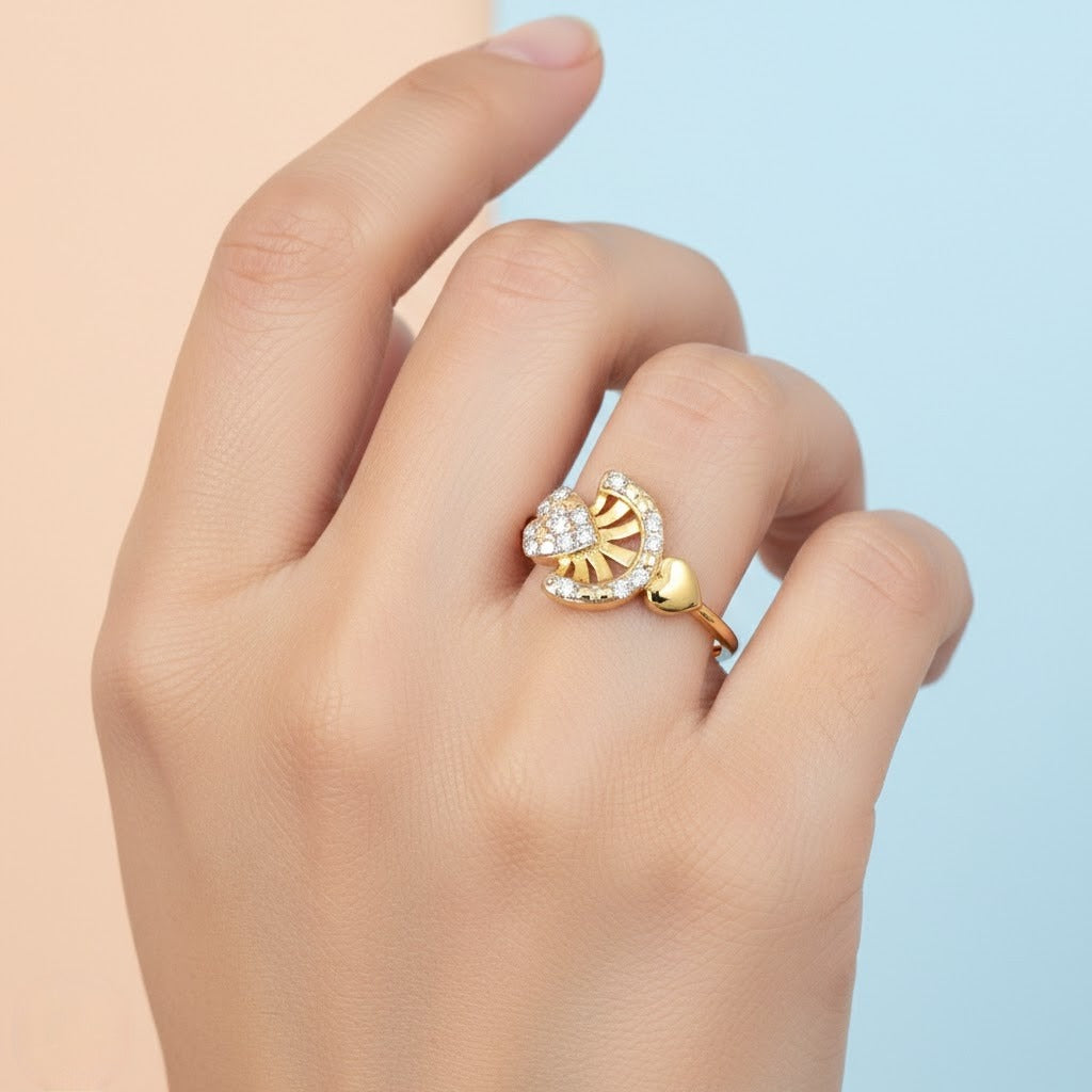 Crescent Bloom Diamond Gold Ring