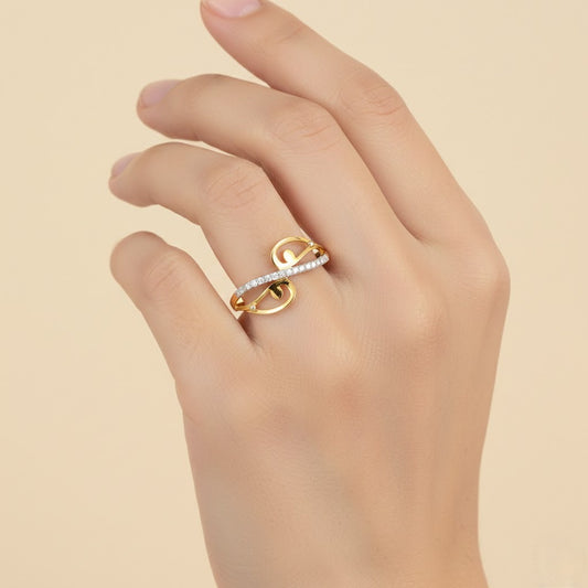 Elegant Infinity Swirl Design Diamond Gold Ring