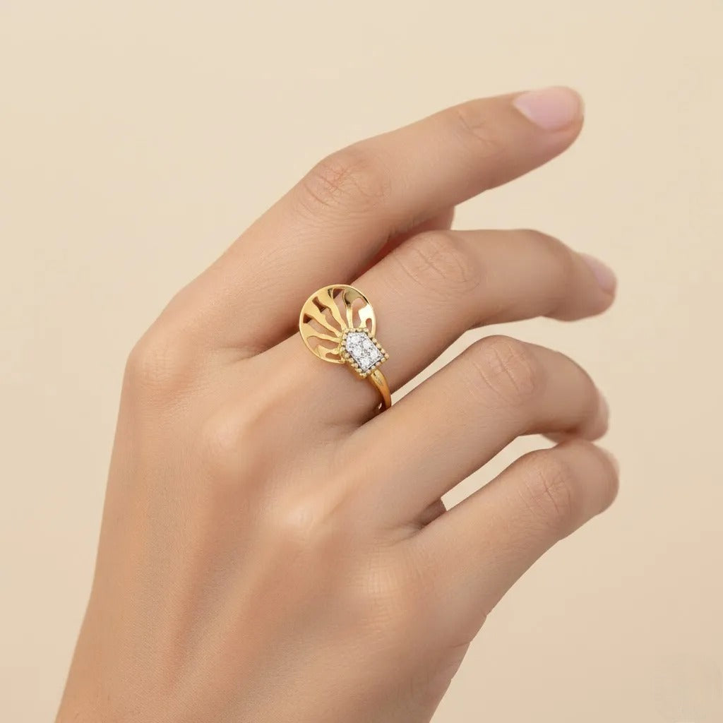9K Sunburst Diamond Gold Ring