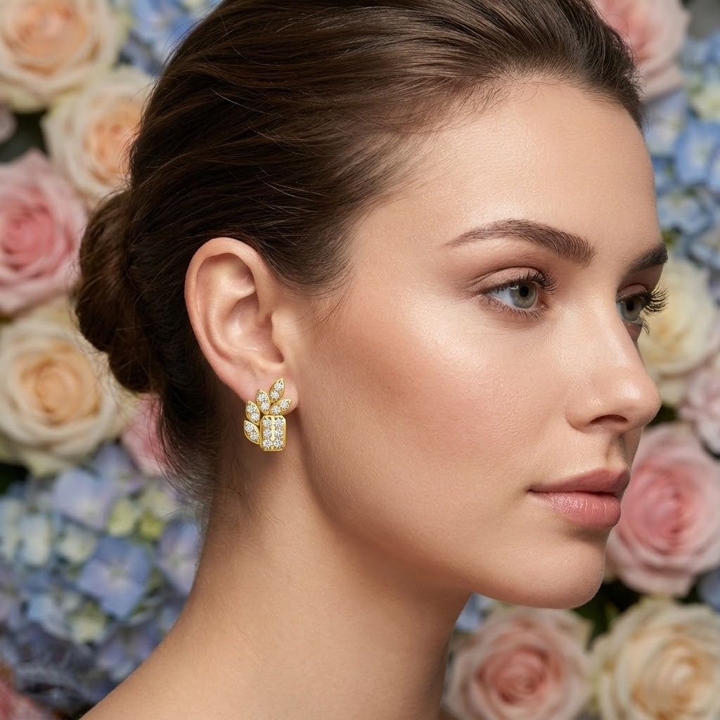 Floral Gold Diamond Cluster Pendant