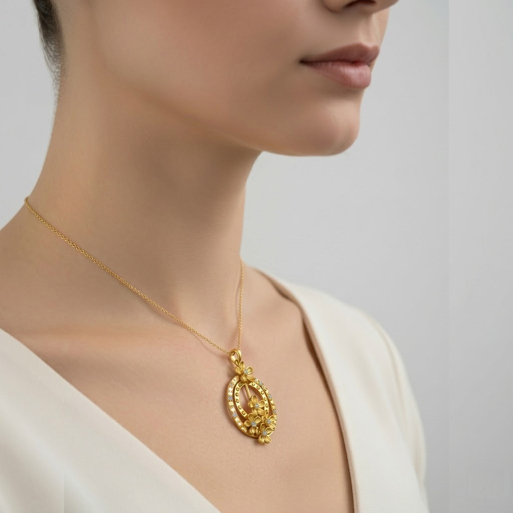 Blossom Cascade Circle Diamond Gold Pendant