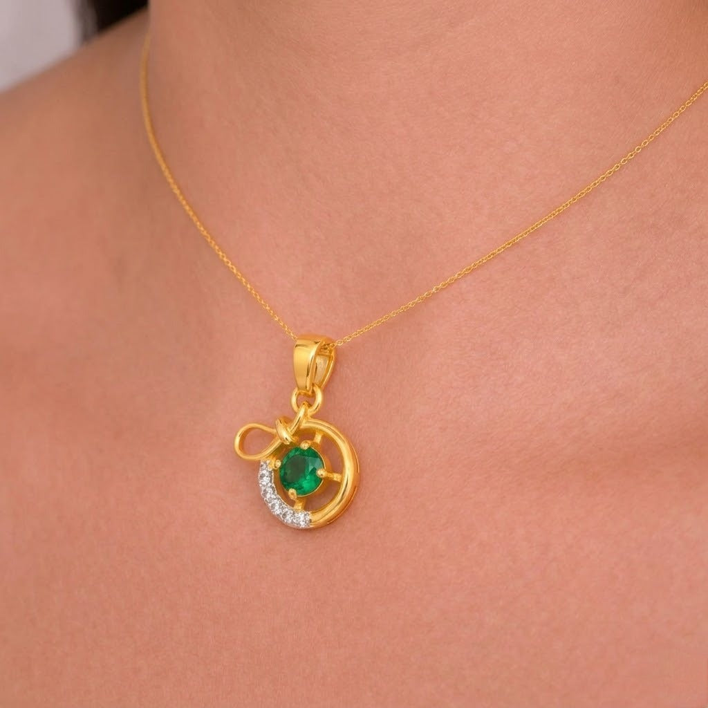 Eternal Knot Gemstone Gold Pendant