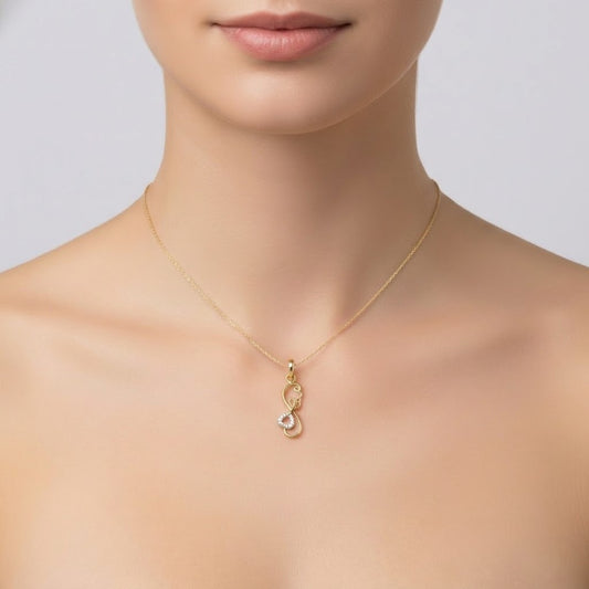 Elegant Swirl Heart Charm Diamond Gold Pendant
