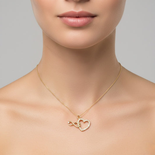 Infinity Heart Yellow Charm Diamond Gold Pendant