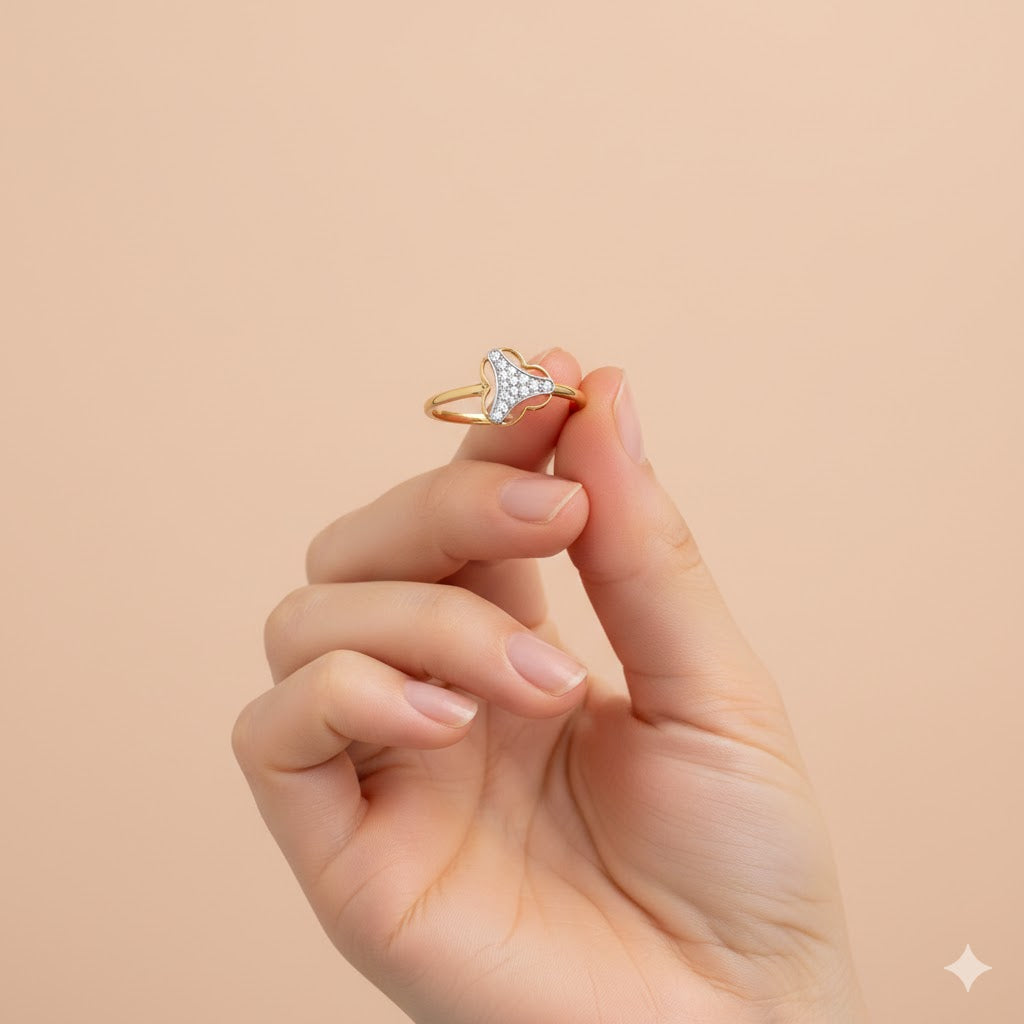 Gold Diamond Heart Ring
