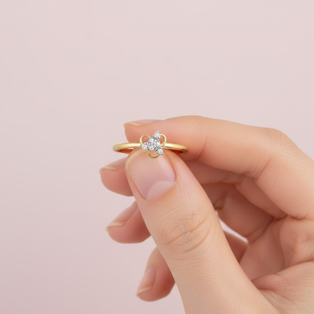Ornate Crown Cluster Diamond Gold Ring
