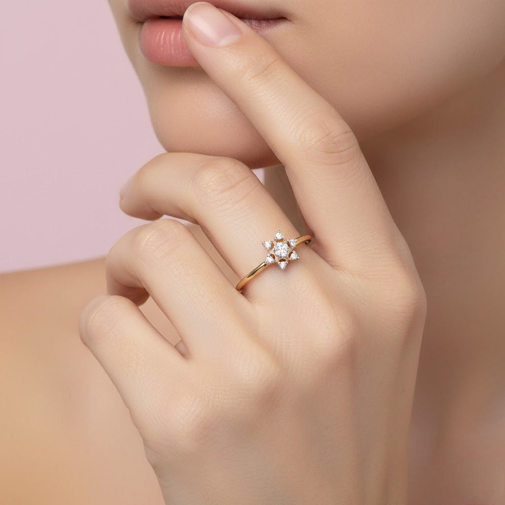 Classic Gold Cluster Diamond Ring
