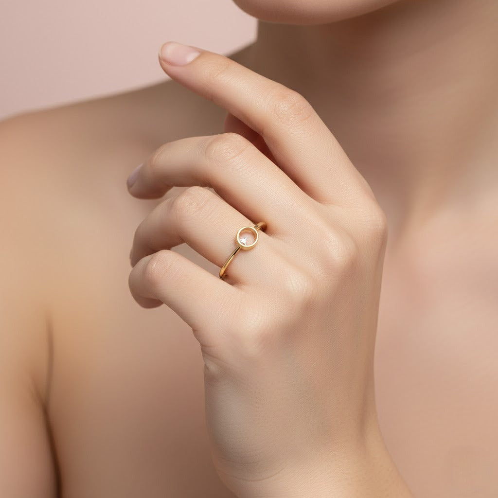 Minimal Gold Oval Diamond Ring