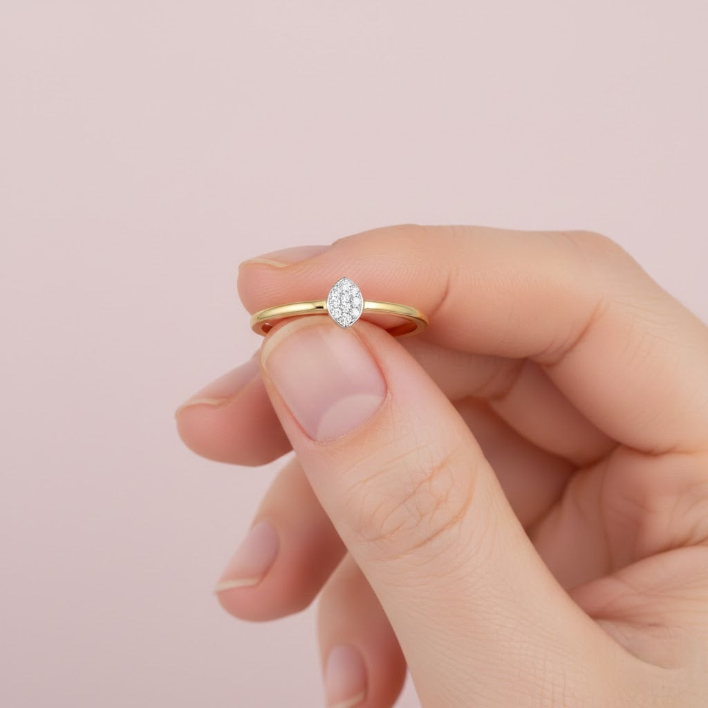 Sleek marquise cluster diamond gold ring
