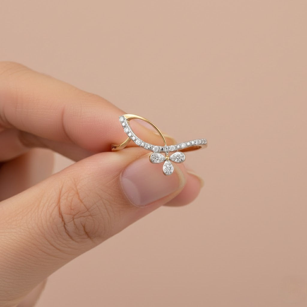 Floral Vine Diamond Gold Ring