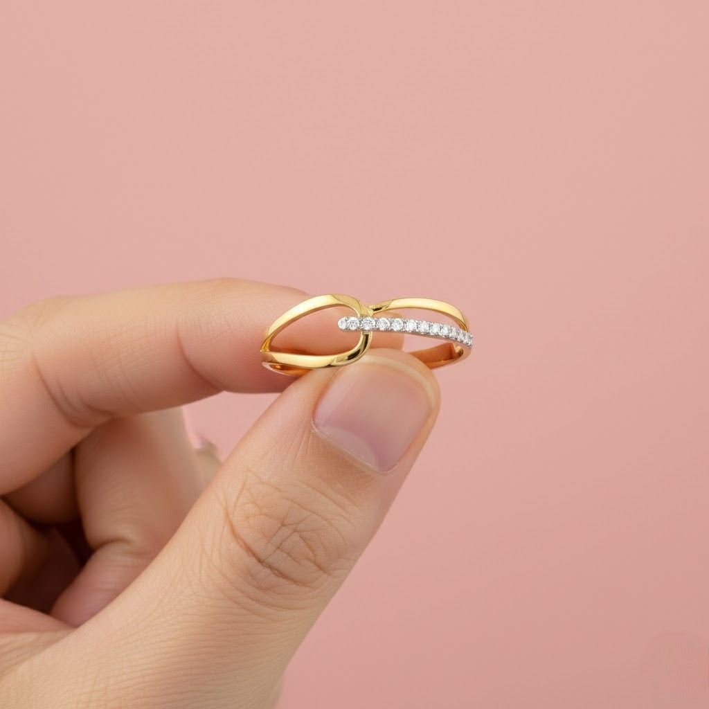 Open Loop Line Diamond Gold ring