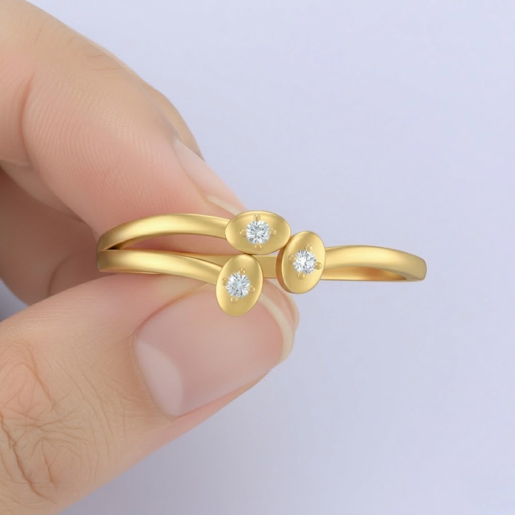 Triple Dot Accent Diamond Gold ring