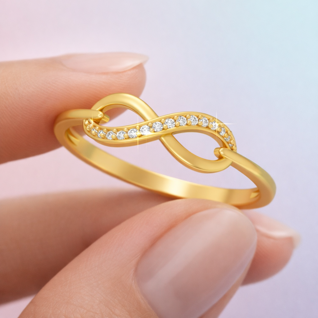 Elegant Infinity Sparkle Diamond Gold Ring