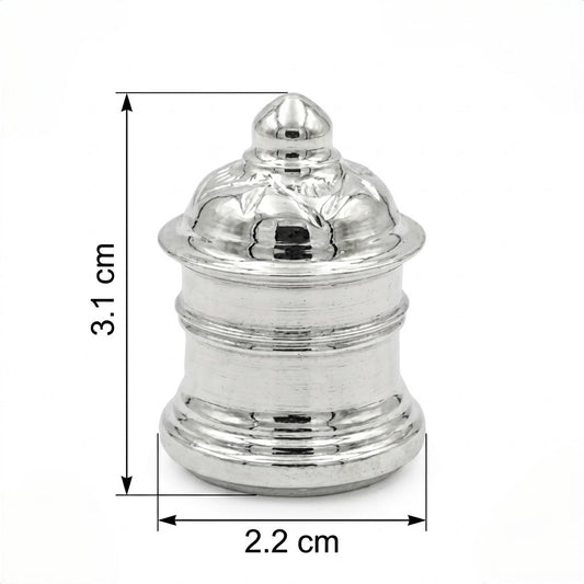 Traditional Silver Kumkum Box with Lid