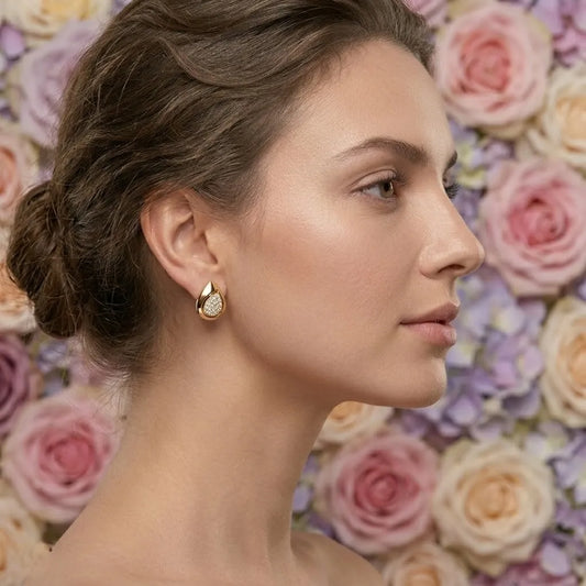 Teardrop Diamond Gold Earrings