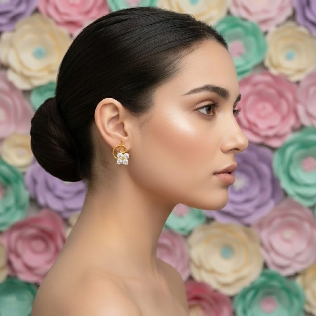 Gold Floral Stud Earring