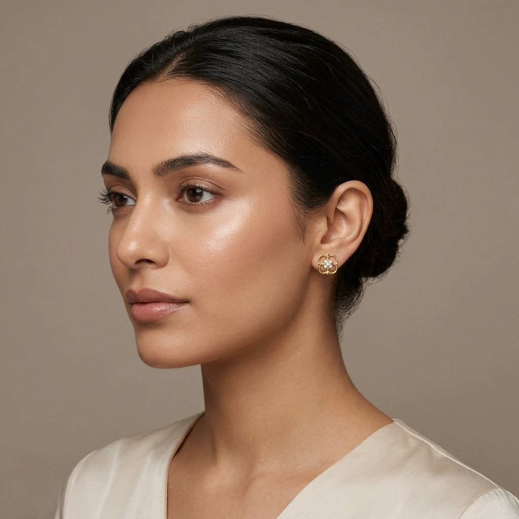 Interlaced Blossom Diamond Gold Earrings