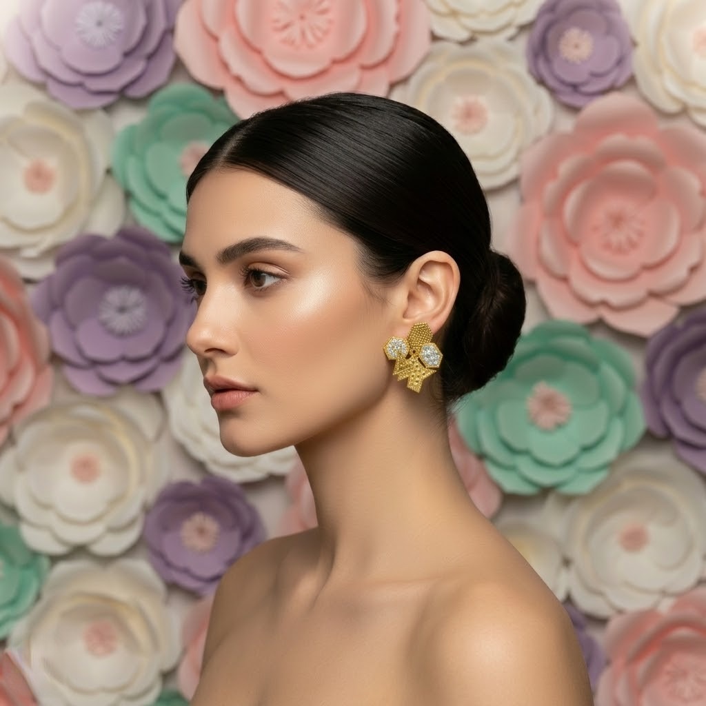 Modern Hexagon Bloom Earring