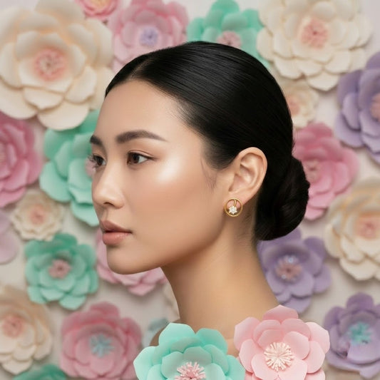 Crescent Floral Star Earring