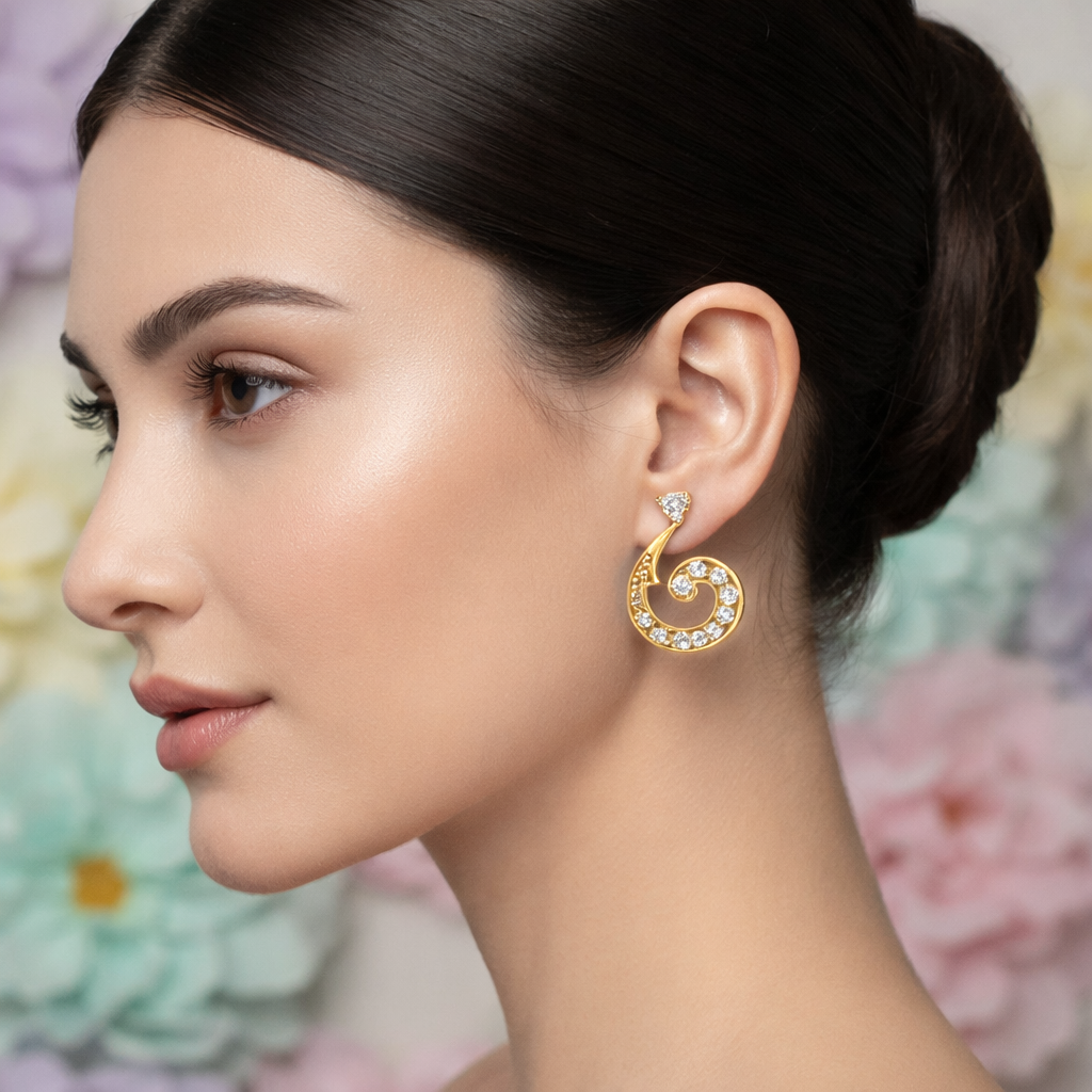 Swirl Drop Diamond Earring