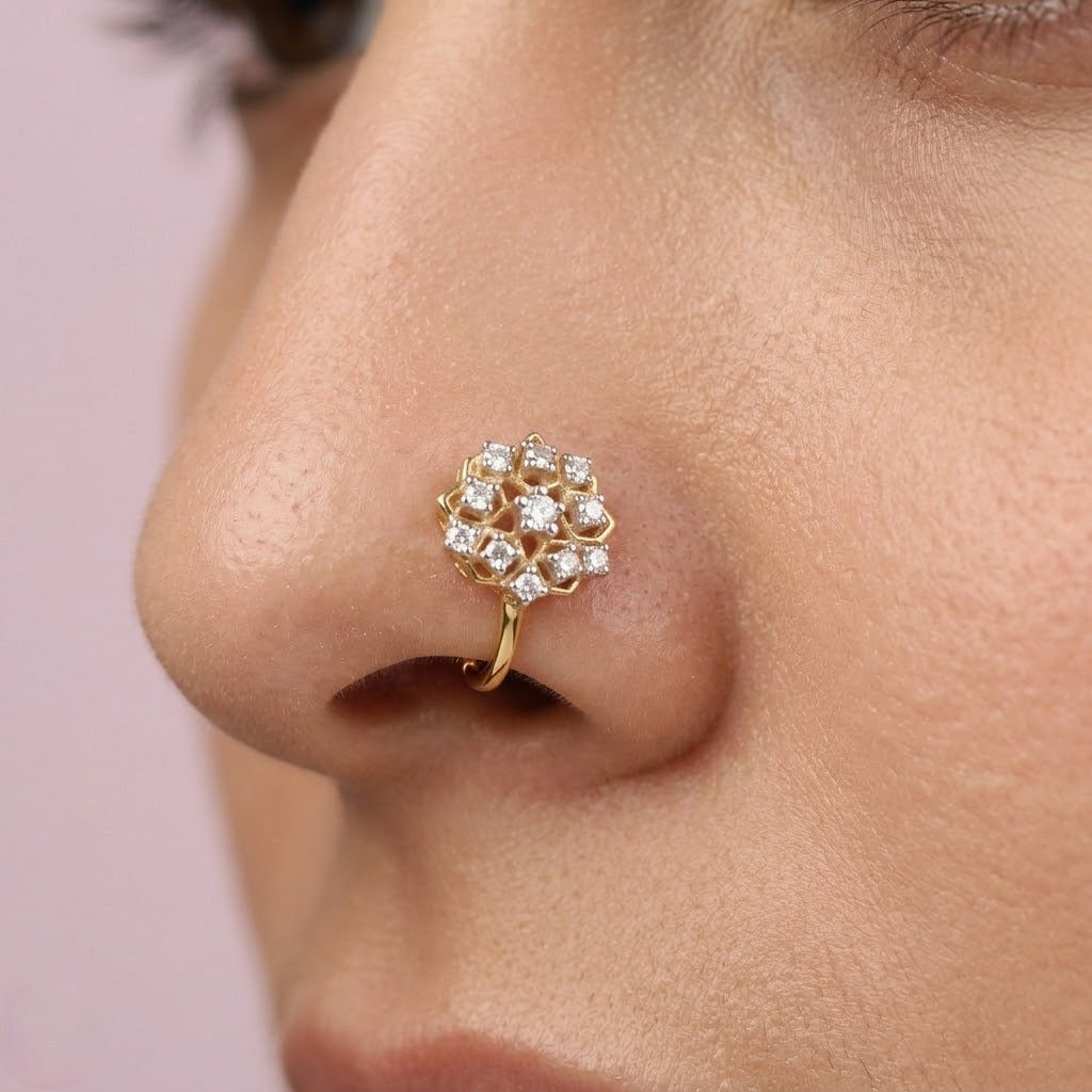 Floral Cluster Design Nose Pin