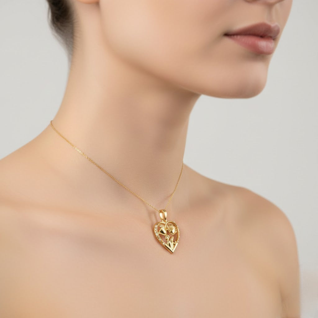 9K Love Couples Diamond Gold Pendant
