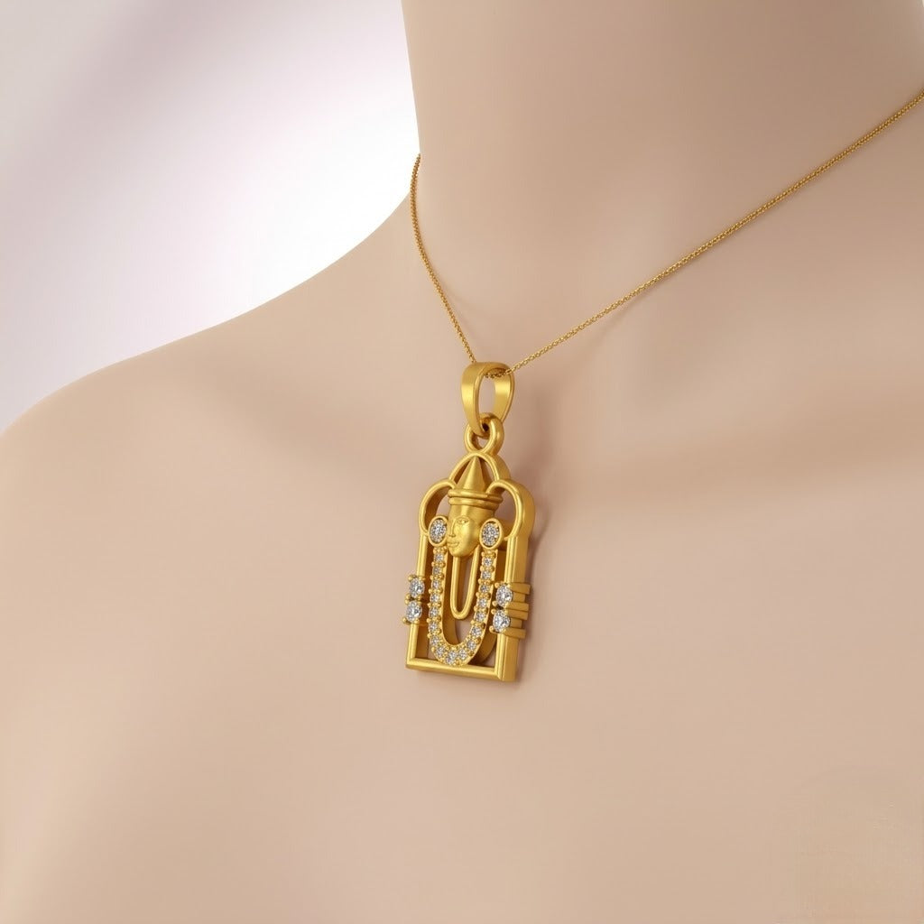 Sacred Aura Devotional Motif diamond gold pendant