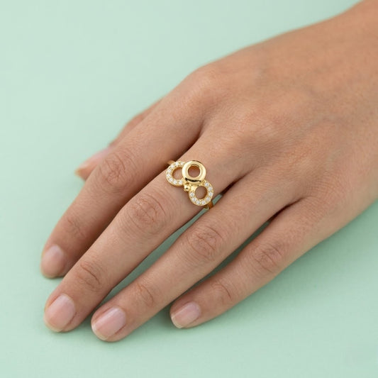 Triple Circle Diamond Gold Ring