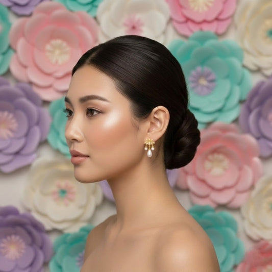 Floral Pearl Drop Earring