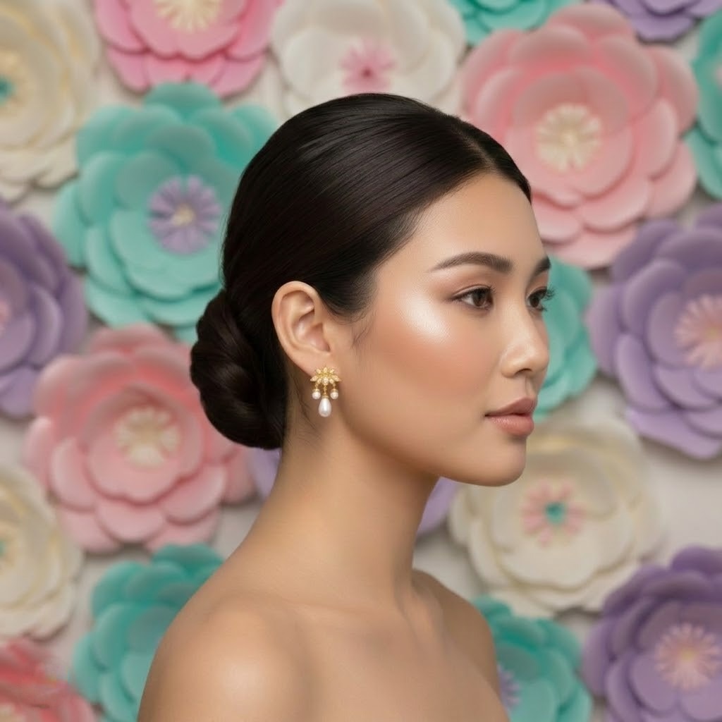 Floral Pearl Drop Earring
