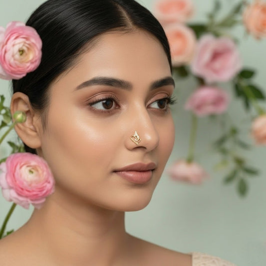 Heart Script Swirl Nose Pin